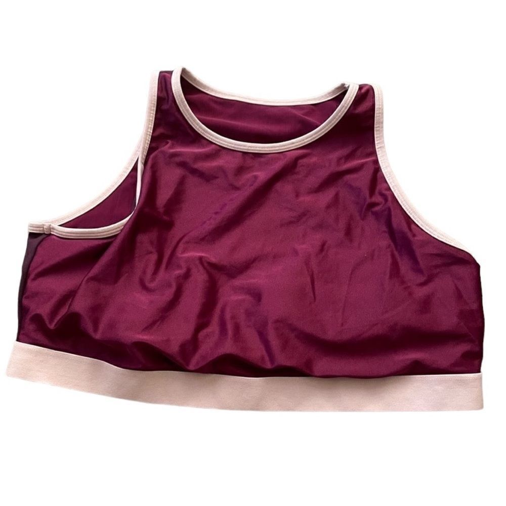 Fabletics Luana Maroon Midi Sports Bra Performance Color Block - Picture 2 of 7